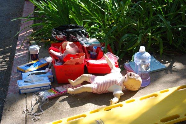 Equipment staged for training scenarios.