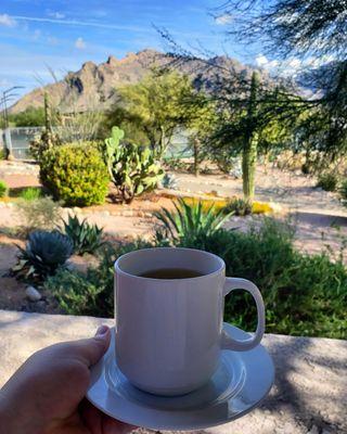 Tea on the back patio of the spa.