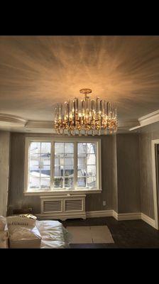 chandelier in bedroom