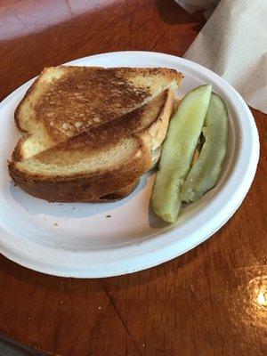 Grilled cheese. Ask for extra slivers of pickles!