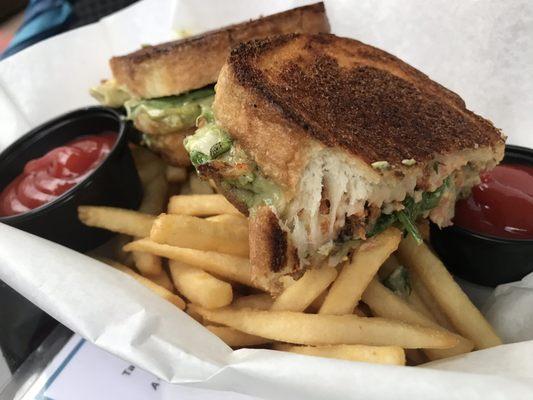 The crab, shrimp, and avocado melt. The bread was toasted amazingly well, it was the most accurately toasted piece of bread I've ever seen