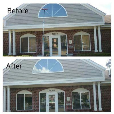 Before and after restoration window cleaning