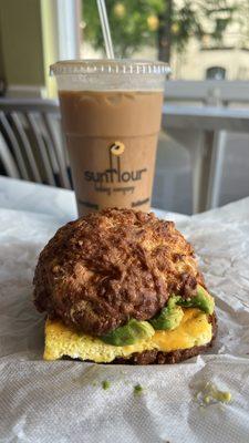 3. Egg, Cheddar & Avocado Sandwich and Dirty Chai