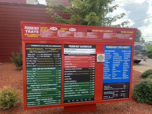 Drive thru menu