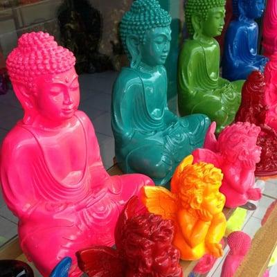 Neon buddhas from Bali.