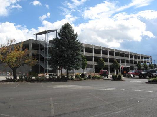 This is the main structure at the Clackamas Transit Center seen from the mall parking lot.