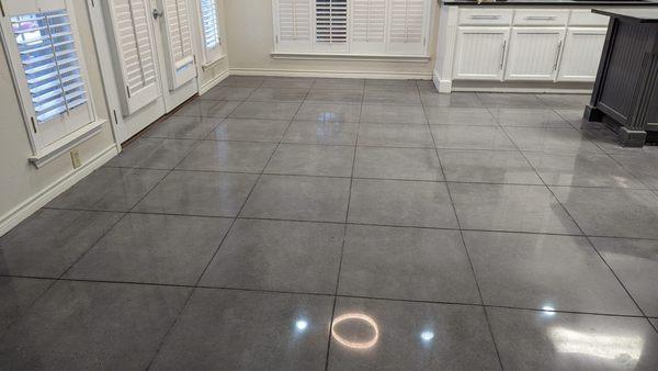 Grey dye, polished concrete, residential home