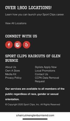 Sport Clips Website.