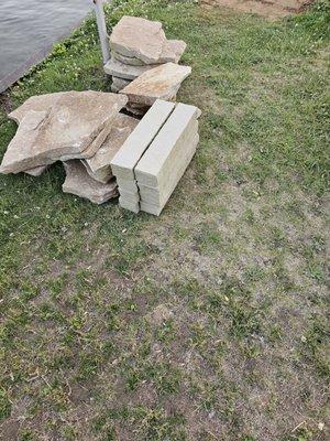 Sandstone pavers and boarder blocks.