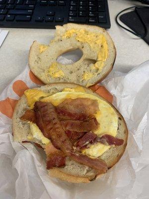 My breakfast sandwich. Poorly made.