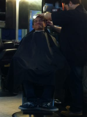 My son getting his hair cut