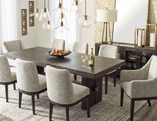 Dressed to thrill, this simply stunning dining table offers a high-design look at a down-to-earth price. Ultra sleek lines are accentuated w