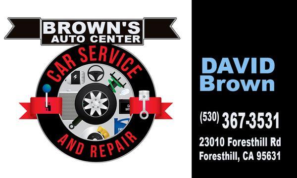 Brown's Auto Center's card.