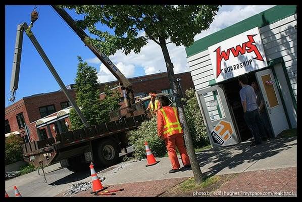 Greyhound Bus ran into light pole!