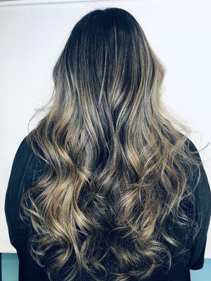 Balayage on natural level 4 virgin hair. Victoria is at MOA Salon