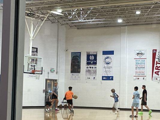 Taking time out playing basketball