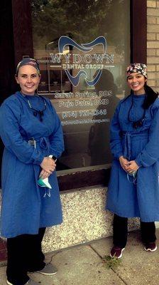 Dr. Spring and Dr. Patel checking out the new sign!