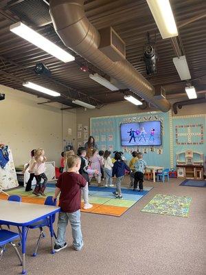 Dancing and singing at chapel time