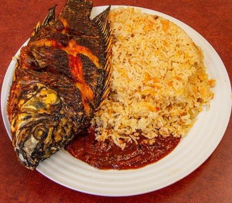 Rice Tilapia and home made sauce