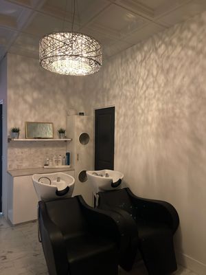 relax in our relaxing wash house. Featuring our massaging shampoo sinks.