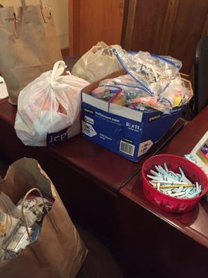 Our church youth group made 100 bags of snacks for the residents to enjoy during their stay