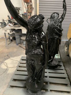 Statues:  Sandblasted old coatings & refinished