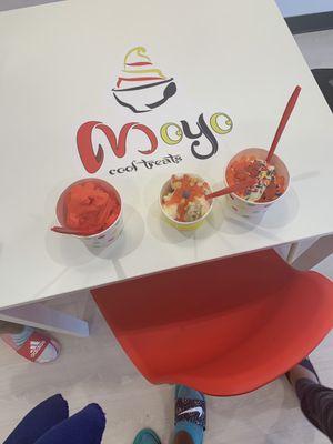 frozen yogurt and table