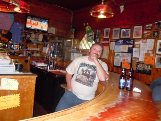 A rare quiet moment for the bartender at Chick's Bar