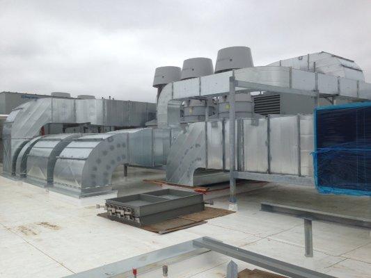 Installed rooftop ductwork.