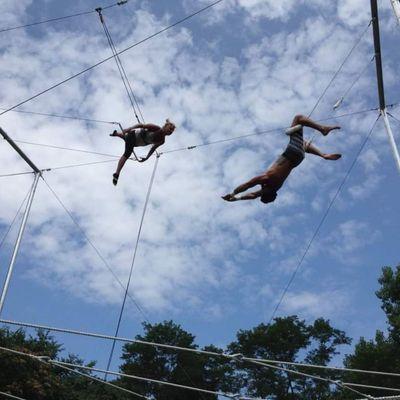 Sunshine and catches on the trapeze