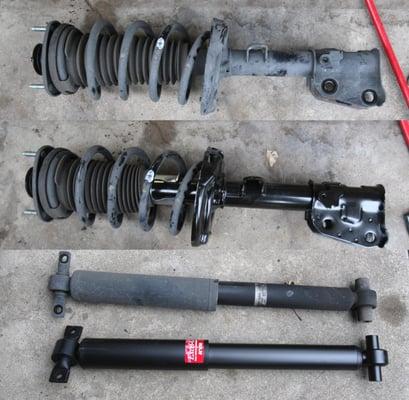 Shocks and struts will tell you if they need replacing.  If they're leaking or your tires are wearing unevenly, it's time to replace them.