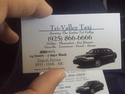 Tri-Valley Taxi Business Card