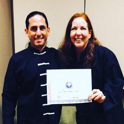 Leslie receives teaching certification by Jeffrey Primack with Supreme Science Qi Gong