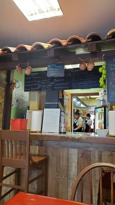 Restaurant counter and menu