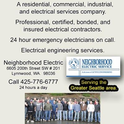 If you live in the Seattle area and need installation of electrical wiring, you can rely on Neighborhood Electric.