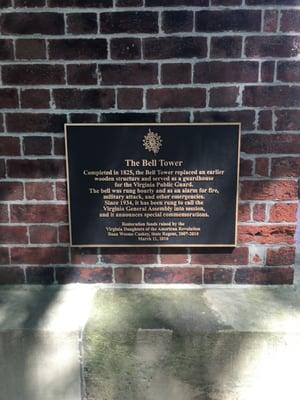 Bell tower plaque