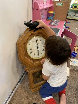 Hickory Dickory Dock and the mouse went up the clock.