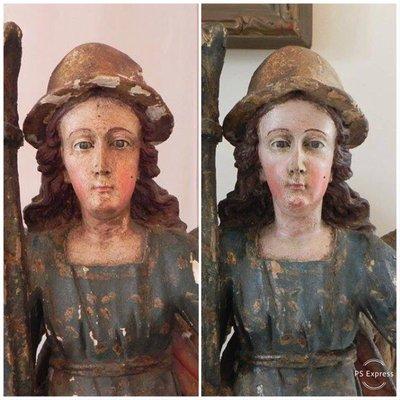 18th Century Candlesticks, Wood Carving
  Before and After Cleaning and In-Painting
  @ConserveFineArt