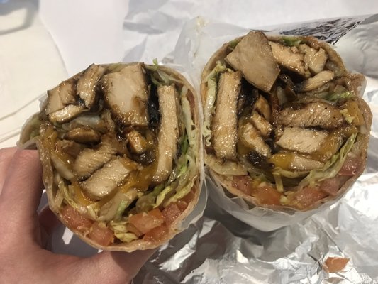 Hot wrap, teriyaki chicken and cheddar