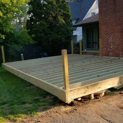 Frame up of a decking