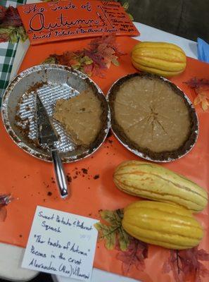 Sweet Potato & Butternut Squash, festive, but least favorite. Cordova's 2nd Annual Pie Baking Competition, Harvest Festival!