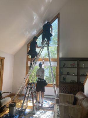 Large trapezoidal window topping ~20 ft. Great install crew of Dylan, Travis & Tim!