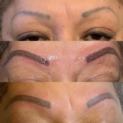 Tattoo cover up with powder brow