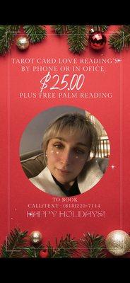 Holiday special psychic , tarot  or love reading ! 25$ contact me now to book