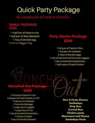 Easy party package, need a least a 24 hours notice