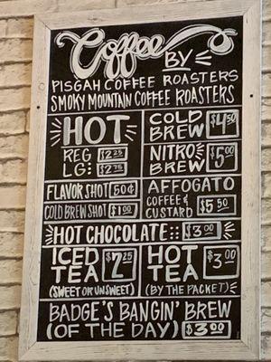 Coffee menu