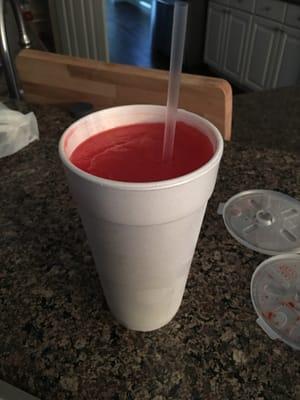 20 oz strawberry colada to go.