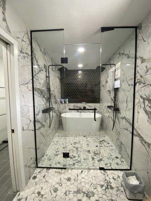 Glass enclosure of bathroom