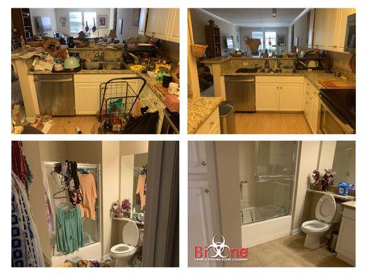 Kitchen and Bathroom cleaning and disinfection results.