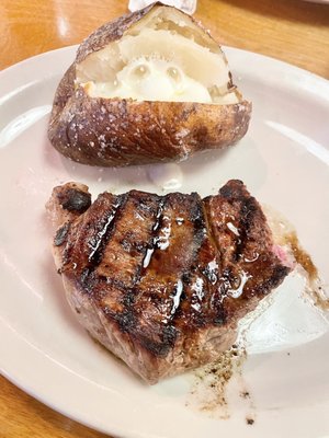 NY strip thick cut with baked potato